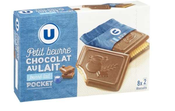 Biscuits petit beurre choco lait fourré, U (268 g)