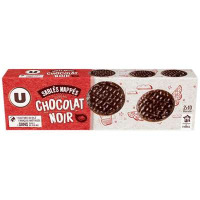 Sablés nappés au chocolat noir, U (200 g)