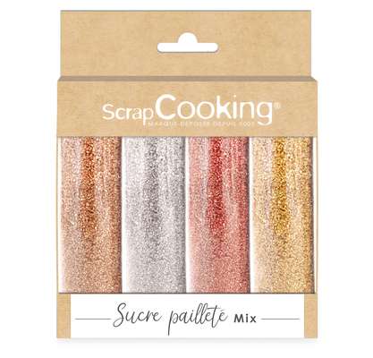 Mix sucre pailleté or, or rose, argent, rubis, Scrapcooking (76g)