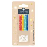 Bougie Joyeux anniversaire coloris assortis, Devineau (x 12)