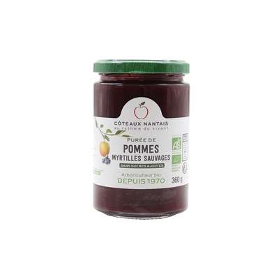 Purée pomme myrtille  BIO, Coteaux Nantais (360 g)