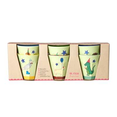 Pack de 6 verres mélamine Animals Green - Small, Rice