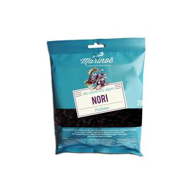 Nori paillettes porphyra spp ( cueillette sauvage, origine atlantique ) BIO, Marinoe (20 g)