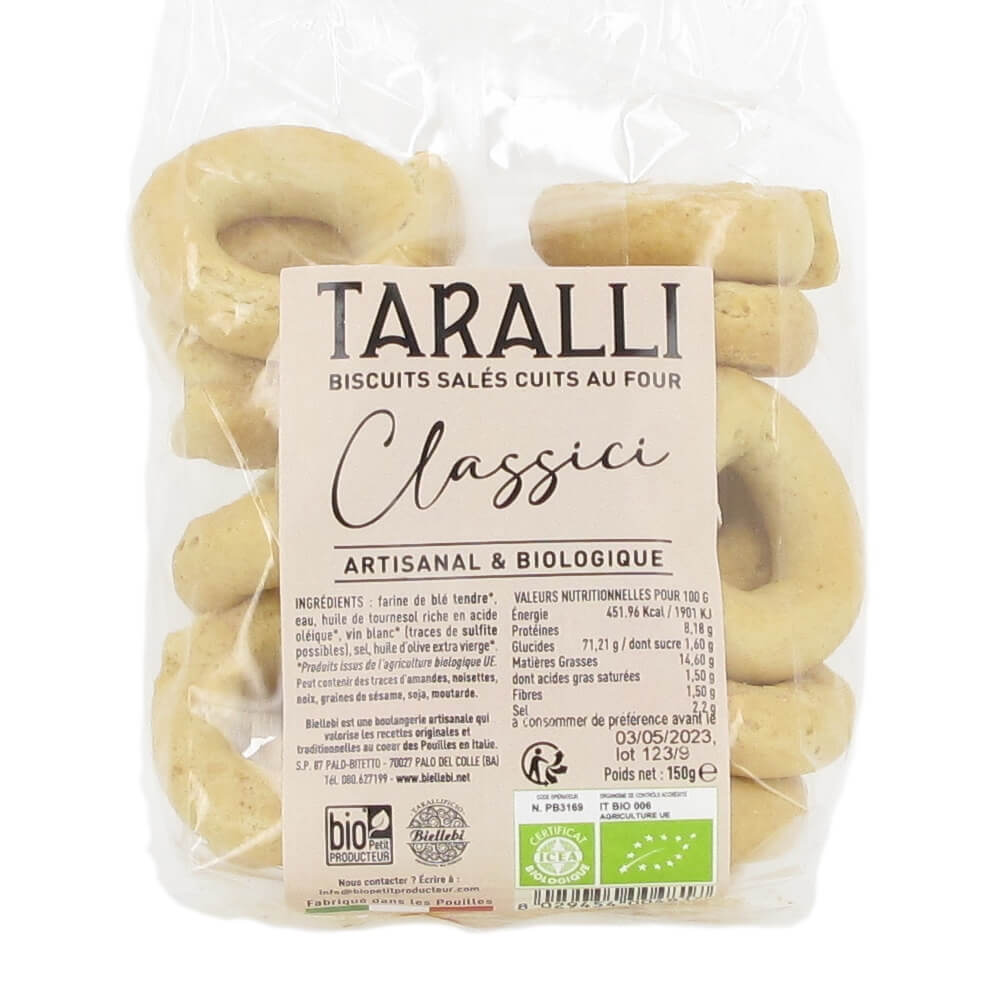 Biscuits apéritif taralli classici nature bio
