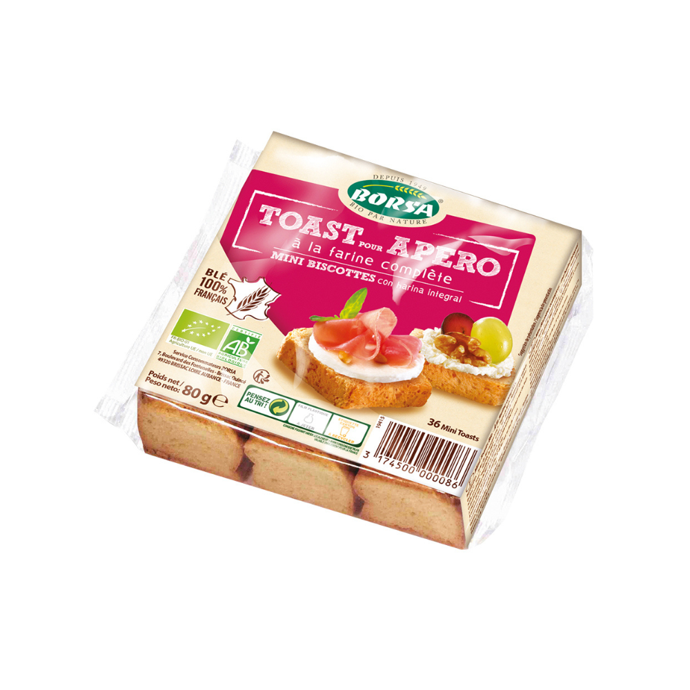 Toasts apéro à la farine complète bio