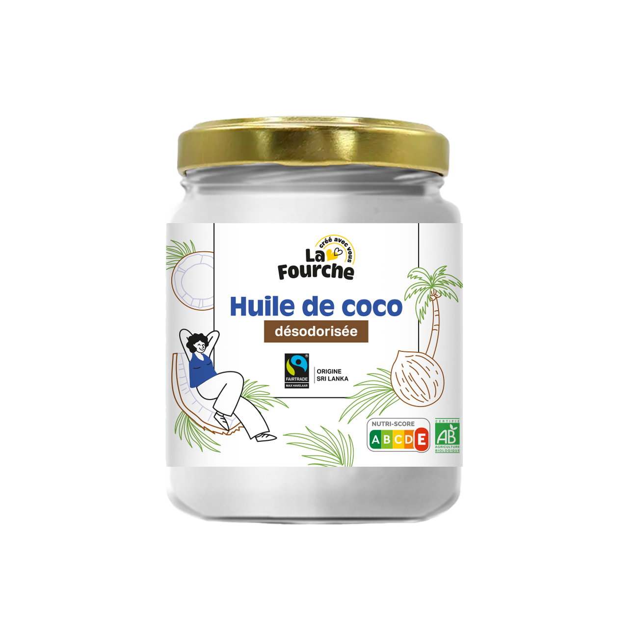 Huile de coco désodorisée bio et équitable