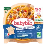Menu soir macaroni et légumes du soleil, dès 15mois, bio