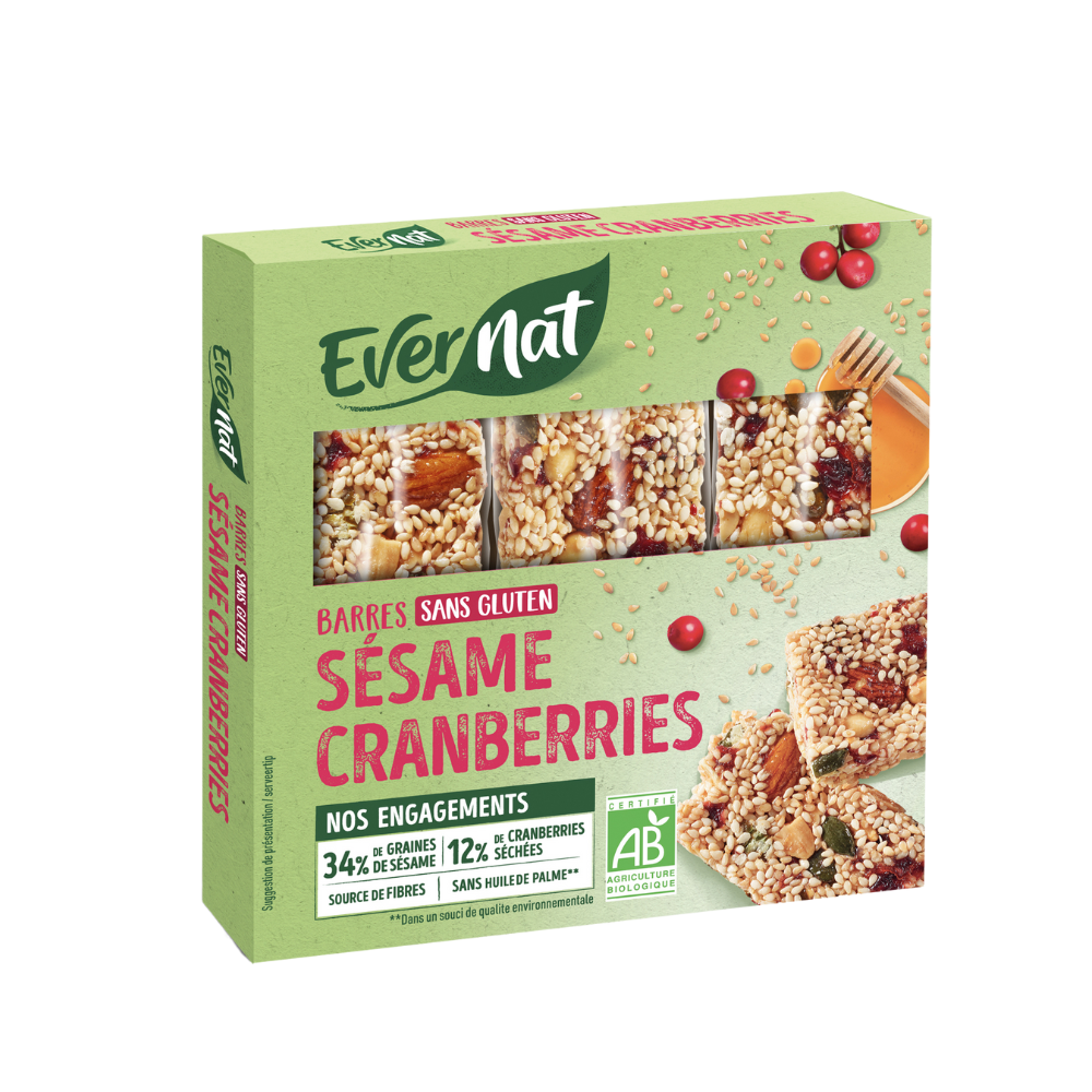 Barres sésame cranberries bio
