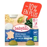 Petits pots soir pâtes perles epinards & fromage de chèvre bio - morceaux fondants (dès 8 mois) - 2x200g