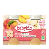 Petits pots pêche pomme bio (dès 4mois) - 2x130g