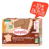 Biscuits multicéréales cacao - blé, riz & avoine bio (dès 12mois)