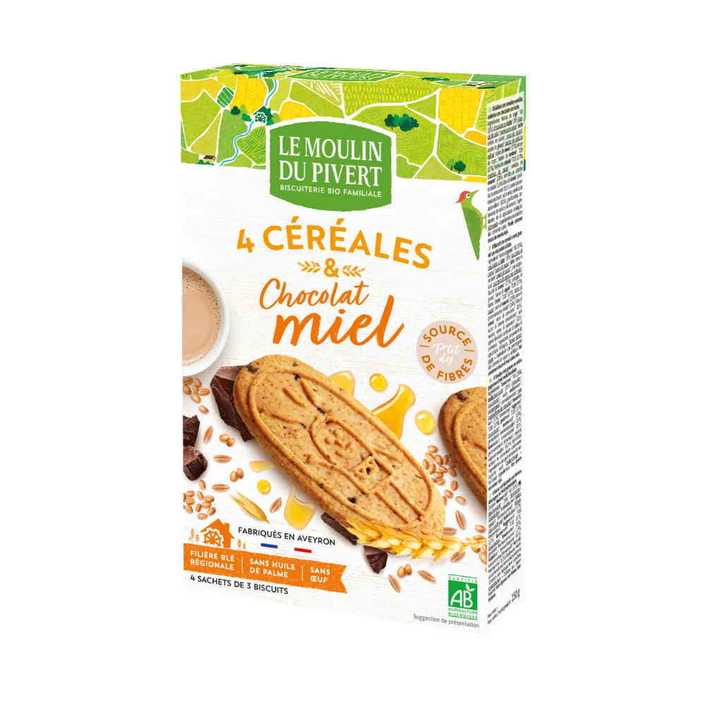 Biscuits p'tit déj' céréales miel et chocolat bio