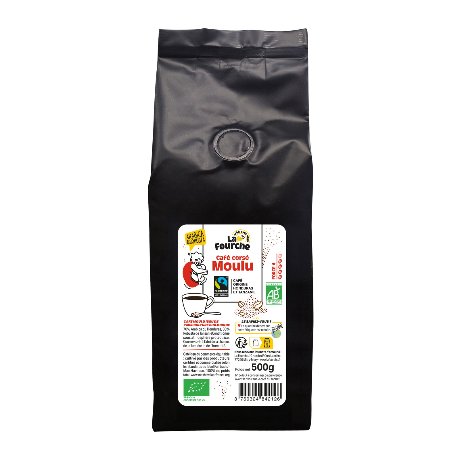 Café moulu corsé Honduras Tanzanie bio équitable