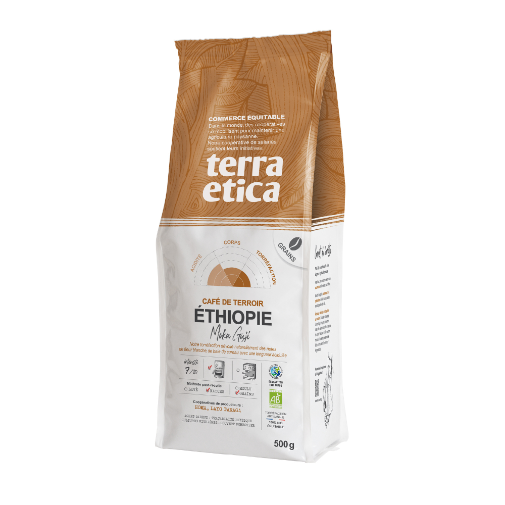 Café grains Moka Guji Ethiopie bio équitable