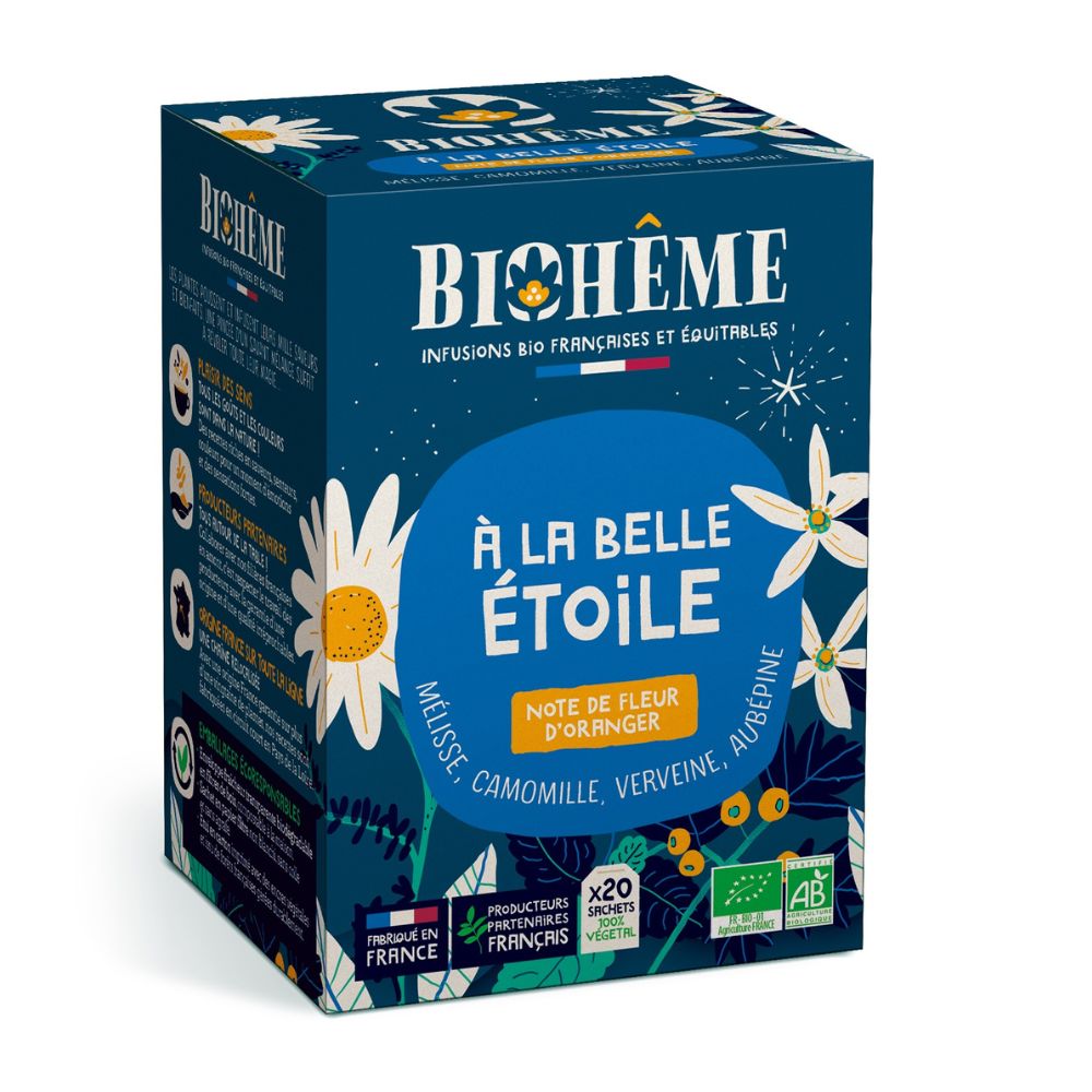 Infusion A la belle étoile - mélisse camomille verveine aubépine bio x 20