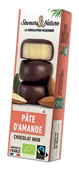 Bouchées amandines pâte d'amande enrobées de chocolat noir 70% bio