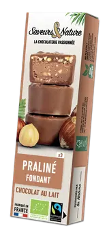 Bouchées pralinées noisette enrobées de chocolat au lait bio
