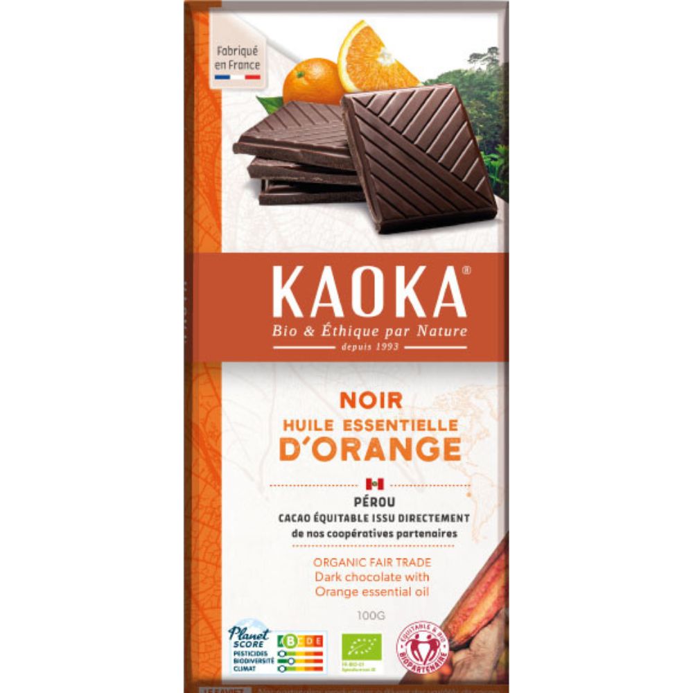 Chocolat noir 58% à l'orange bio et équitable