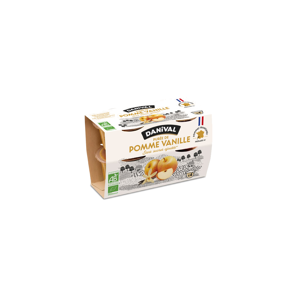 Purée pomme vanille bio - 4 x 100g