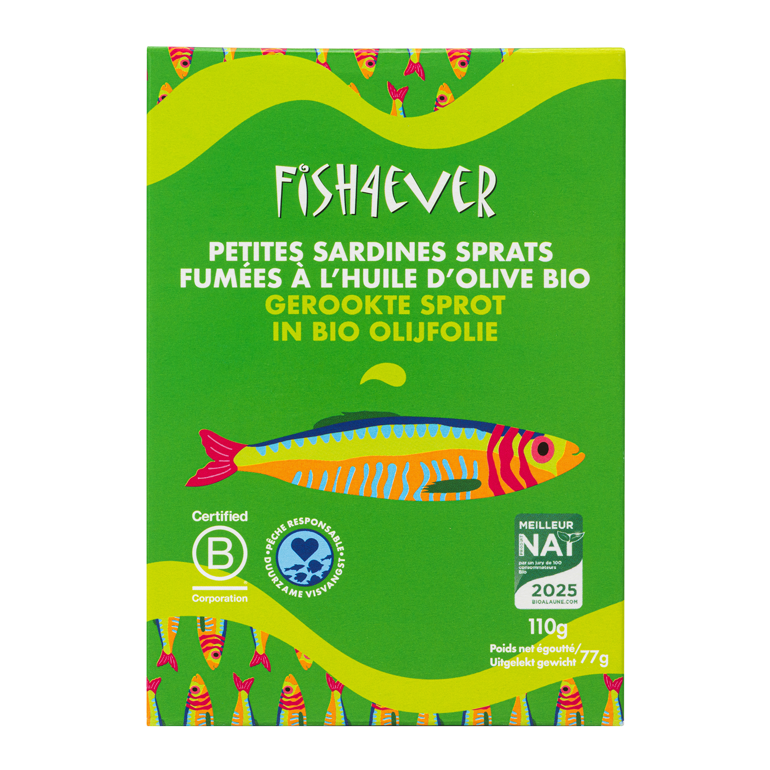 Petites sardines sprats fumées à l'huile d'olive bio