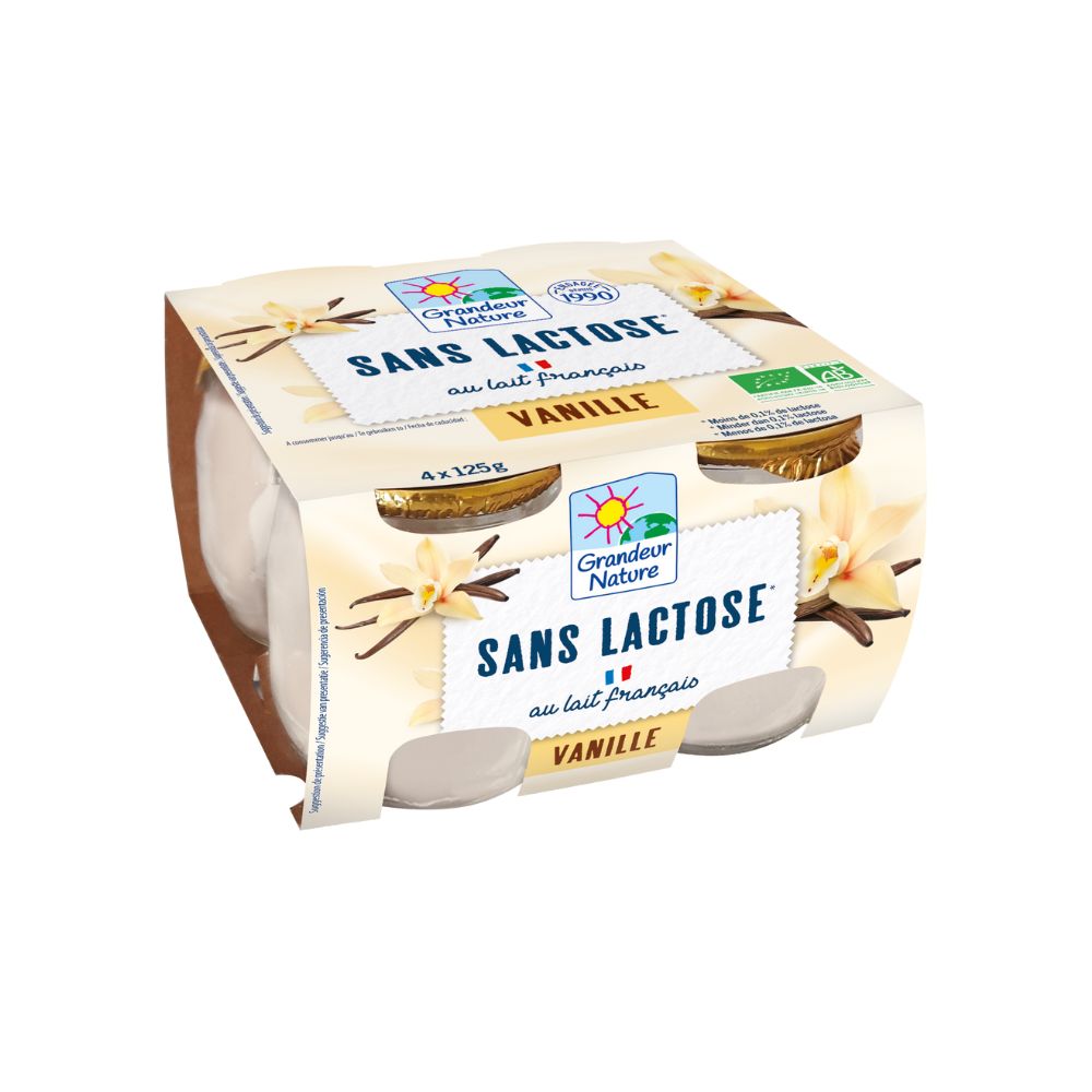 Spécialité laitière vanille délactosée bio x4