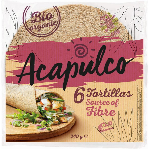 Tortillas wraps au blé complet bio - env 19cm - x6