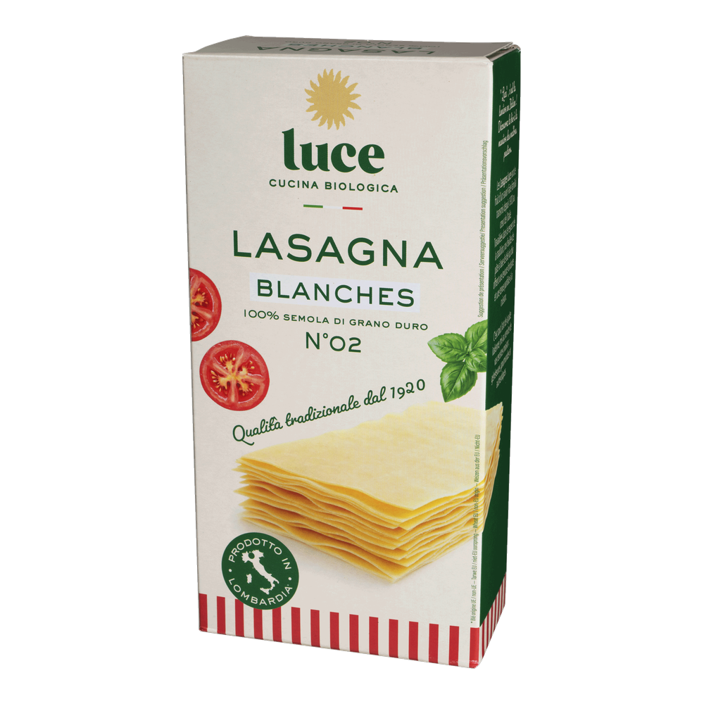 Feuilles de lasagnes blanches de blé bio - 500g