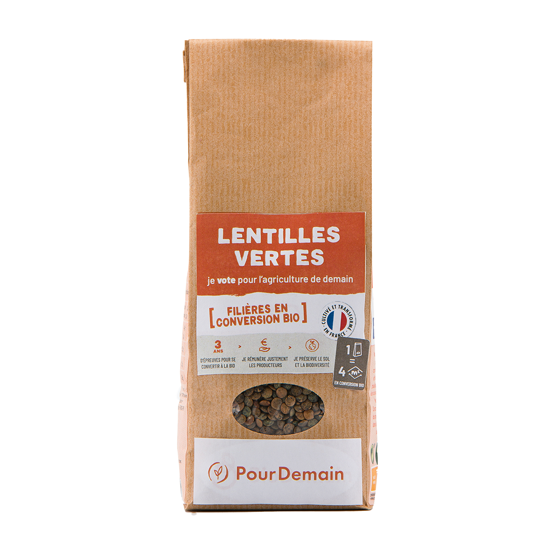 Lentilles vertes en conversion
