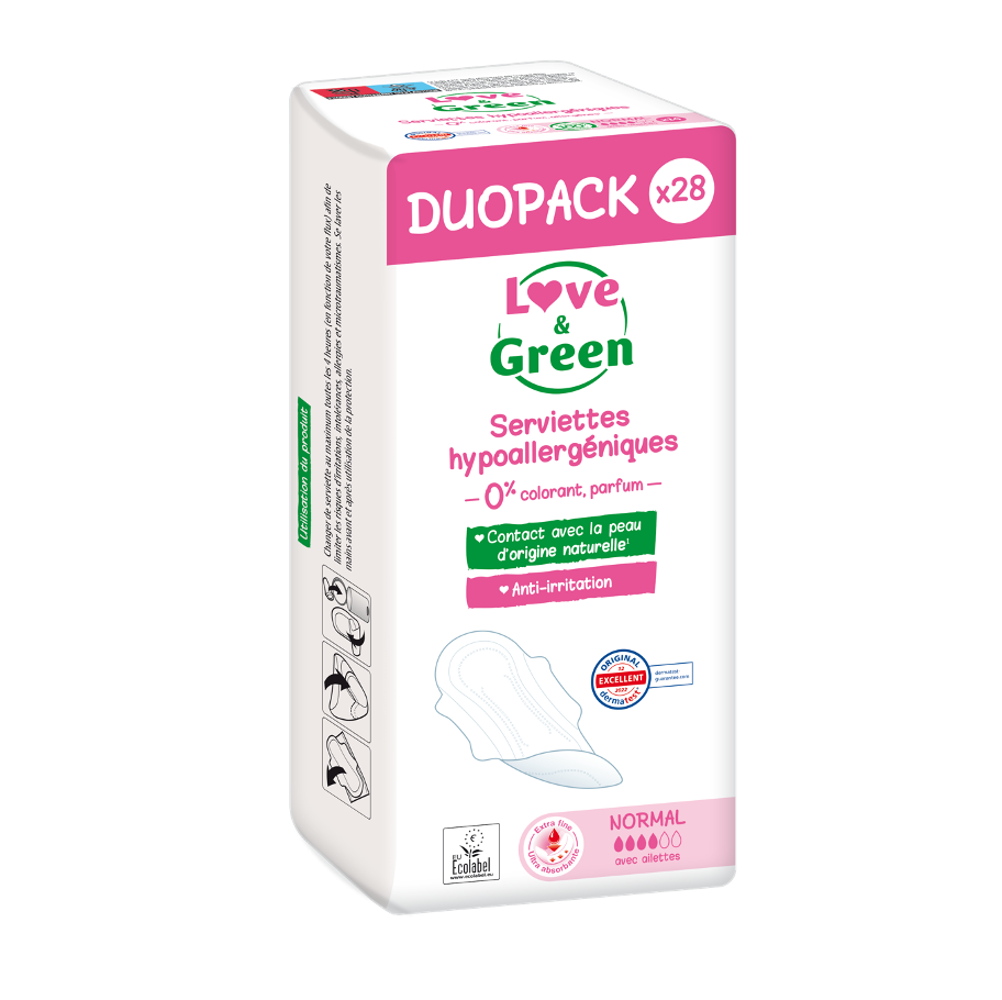 Serviettes hypoallergéniques normal duopack x 28