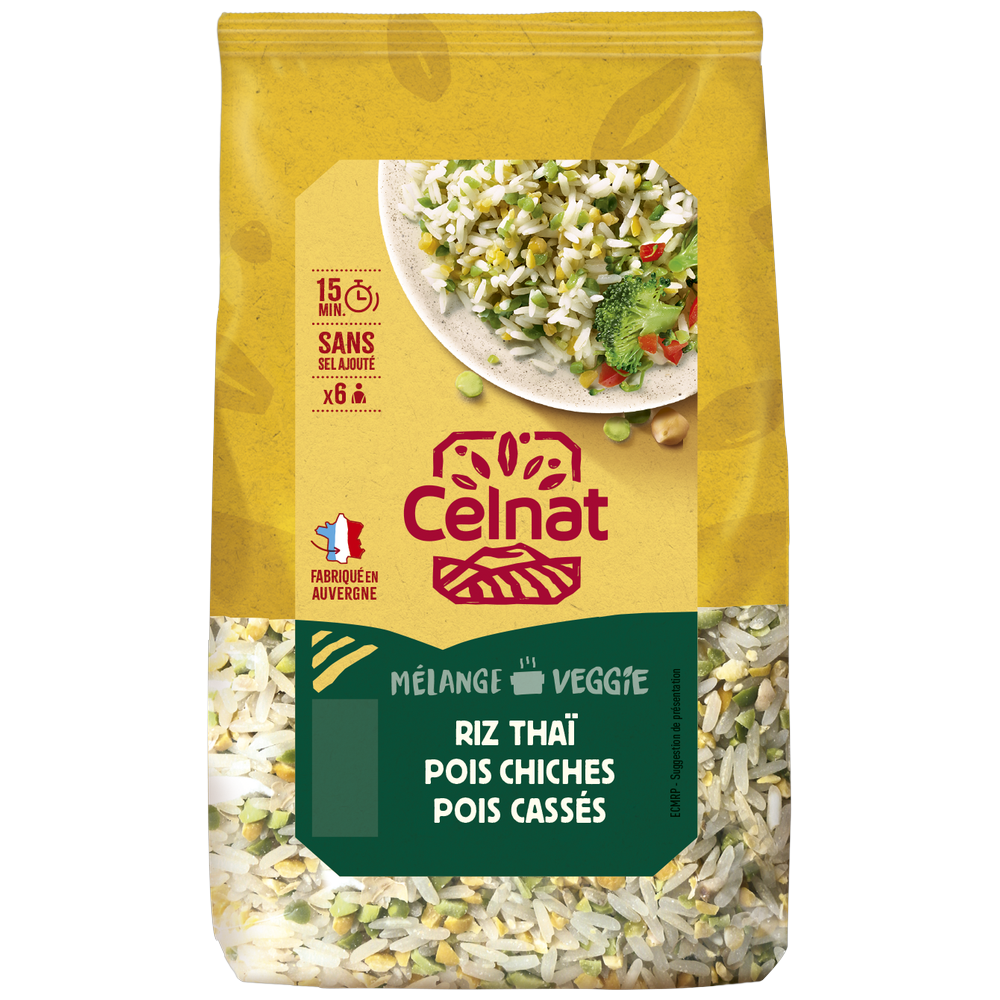 Riz thaï demi complet pois cassés & pois chiches bio