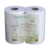 Essuie-tout blanc papier 100% recyclé Ecolabel origine France - 200 feuilles x 2