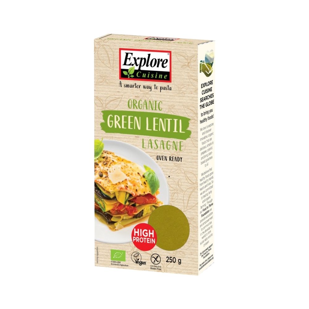 Feuilles de lasagnes de lentilles vertes sans gluten bio
