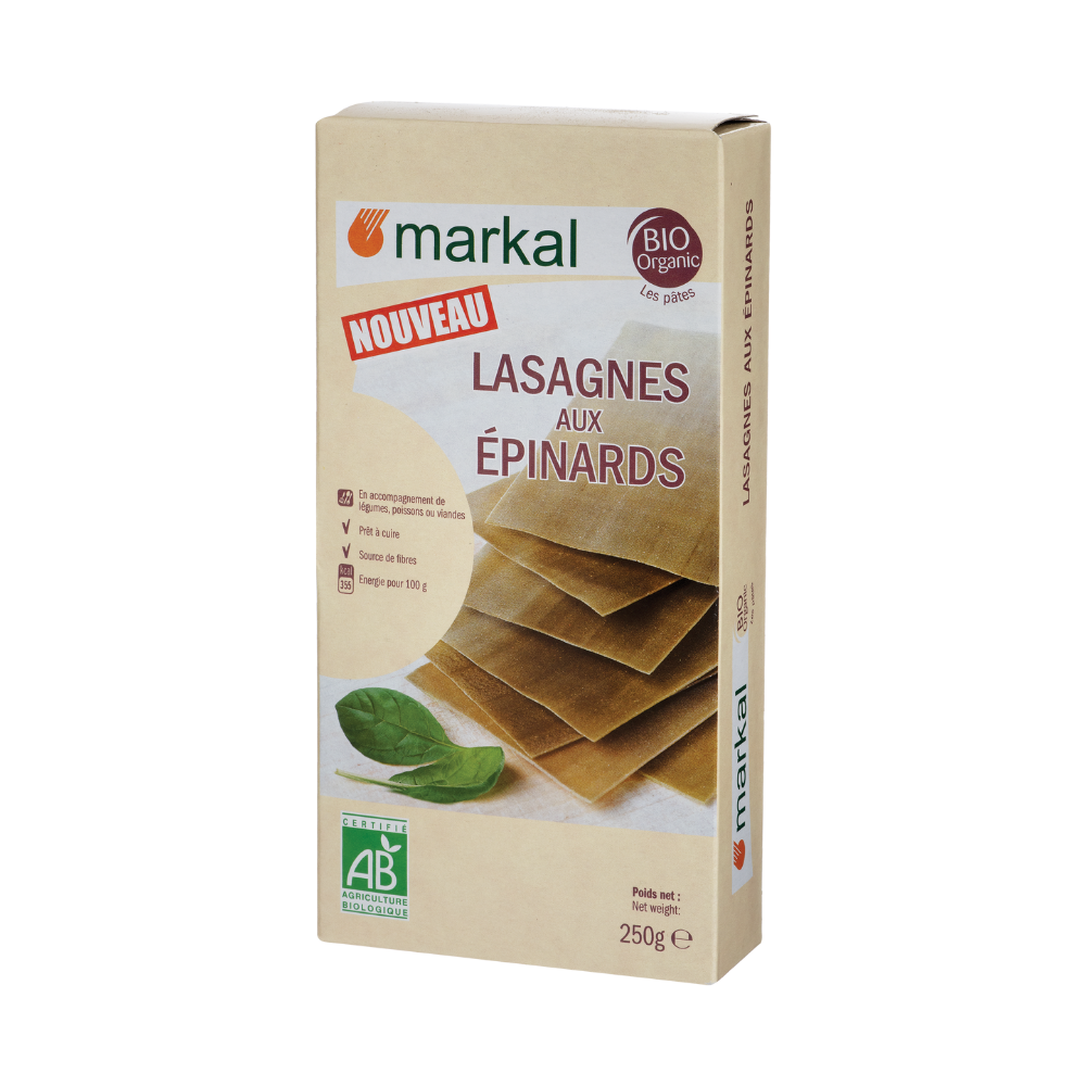Feuilles de lasagnes aux épinards bio