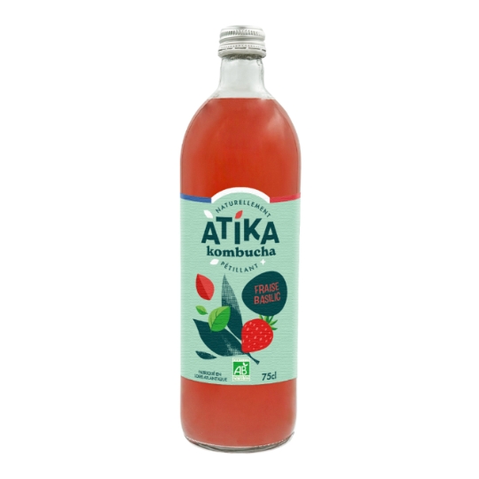 Kombucha Fraise Basilic Pétillant Bio ATIKA