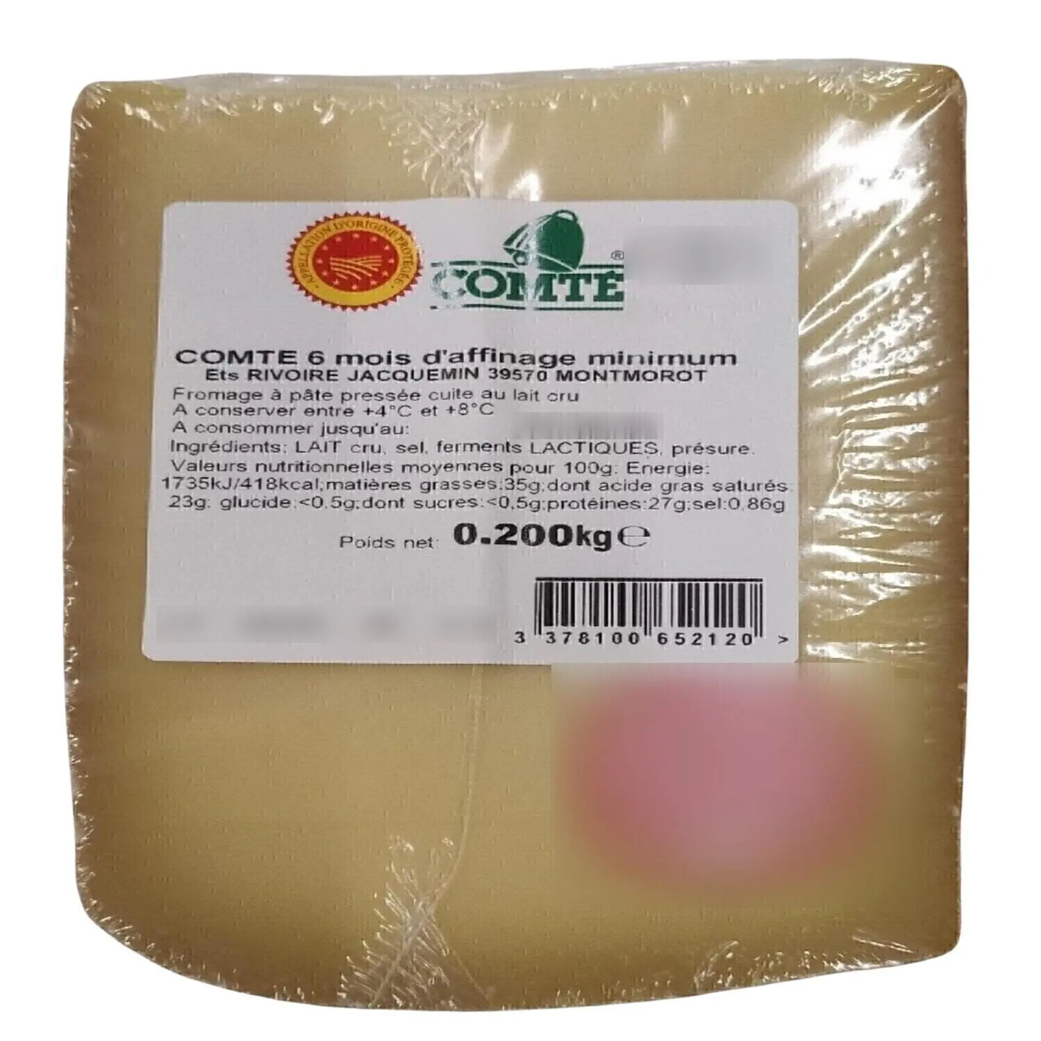 RIVOIRE JACQUEMIN Comté 6 mois d'affinage minimum