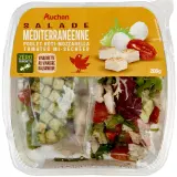 AUCHAN Salade méditerranéenne poulet rôti mozzarella tomates mi-séchées sans couverts