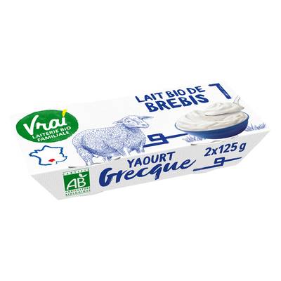 Vrai Yaourt à la Grecque Bio au lait de brebis 10%mg, 2x125g
