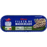 Auchan FIlets de maquereaux grillés aux herbes de Provence en conserve, 110g