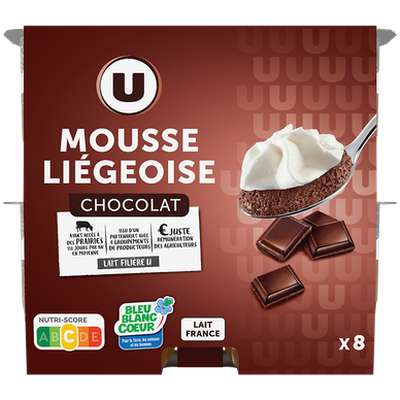 Mousses liégeoises au chocolat, U (8 x 80 g)