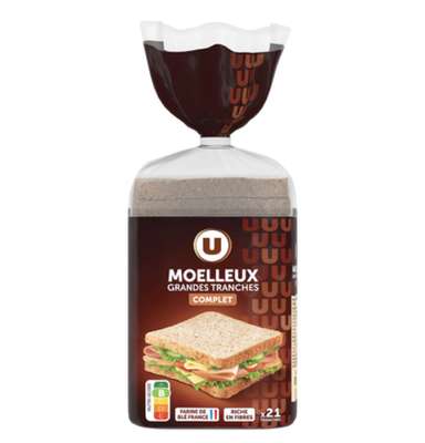 Pain de mie sandwich complet, U (825 g)