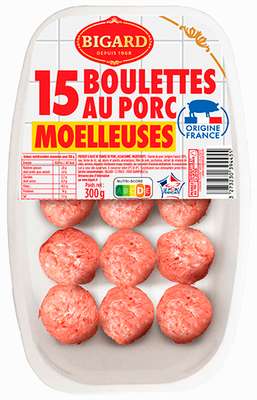Boulettes de porc moelleuses, Bigard (x15, 300 g)