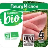 Jambon sans nitrites simplement BIO, Fleury Michon (4 x 120 g)