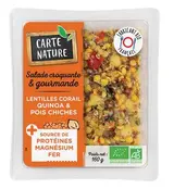 Salade aux lentilles corails quinoa et pois chiches BIO, Carte Nature (160 g)