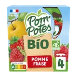 Dessert fruitier Gourdes BIO Pomme Fraise POM'POTES, 4x90g