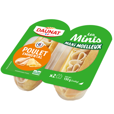 Sandwich mini viennois poulet emmental DAUNAT, 2x65g