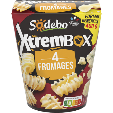 Box plat cuisiné radiatori 4 fromages SODEBO XTREM BOX, 400g