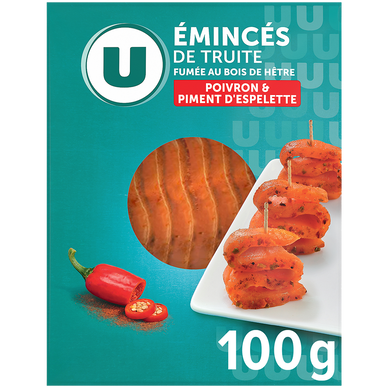 Emincés de truite fumée aux poivres et piment d'espelette - 100g