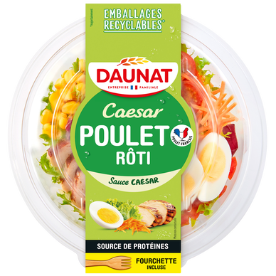 Salade composée de poulet rôti et crudités la Caesar bulle fraîcheur DAUNAT 250g