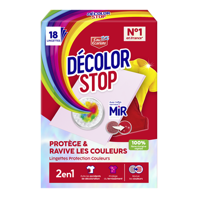 Lingette anti-décoloration DECOLOR STOP Ravive Couleurs EAU ECARLATE x18 lingettes