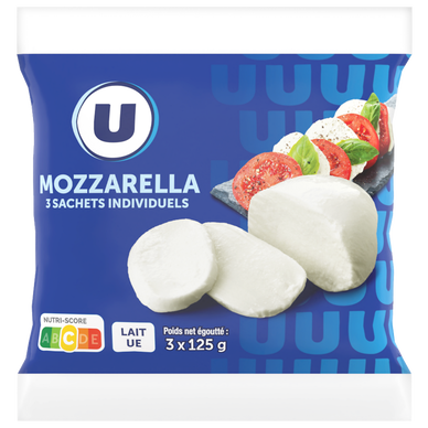 Mozzarella au lait pasteurisé 18%MG, 3x125g